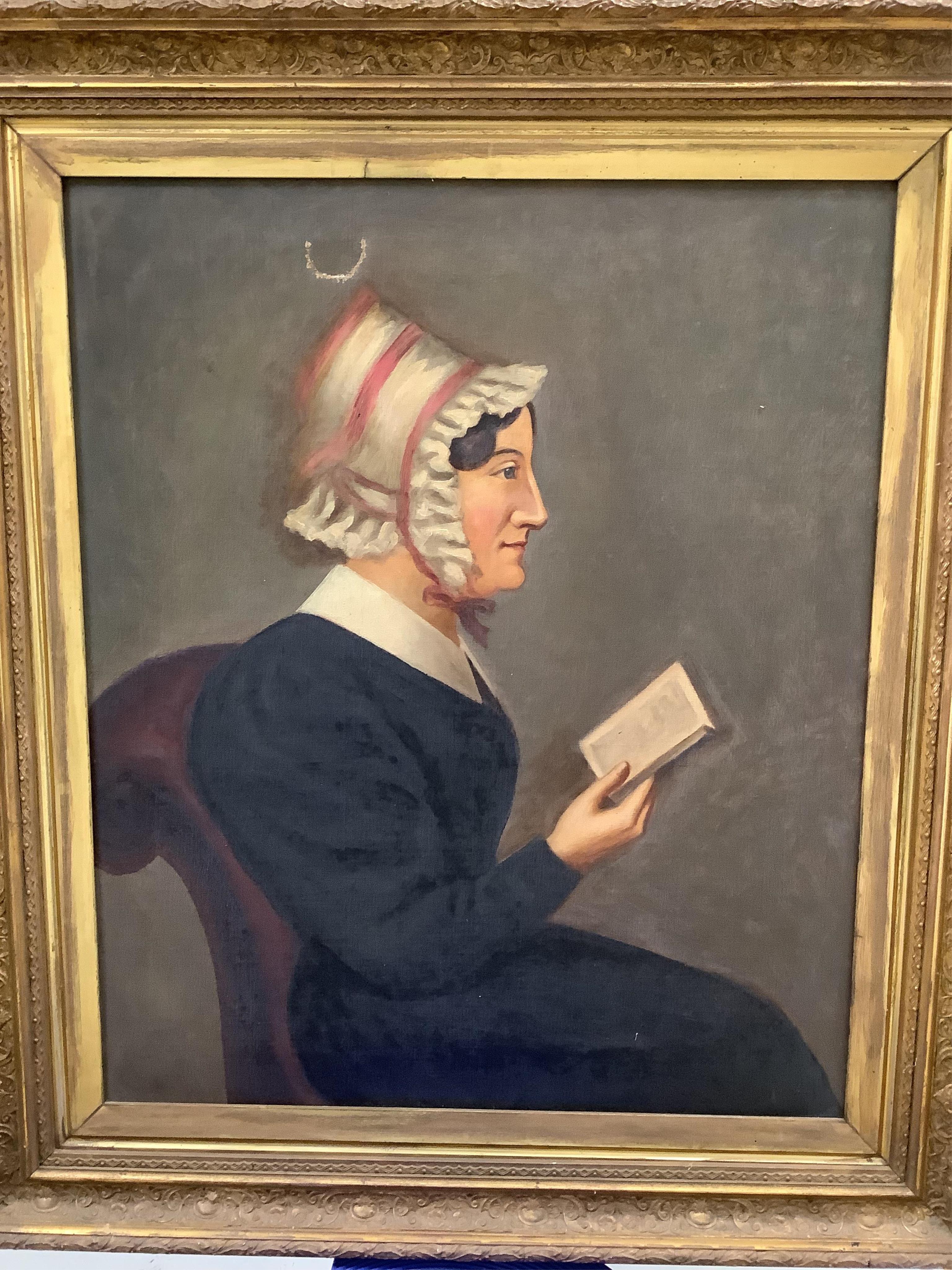 19th Century, Naïve school, Portraits of a lady and gentleman, pair of oils on board, 59 x 49cm
